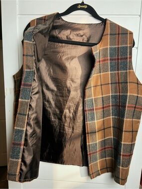 Custom Tailored Vintage Wool & Silk Plaid Vest - Dark Academia Heritage